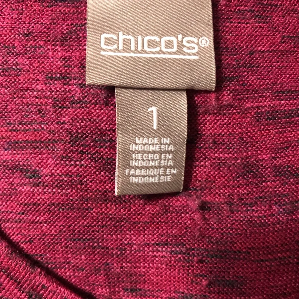 Chico’s V neck sweater womens Chico size 1 is size 8 medium pink black soft cozy - Picture 4 of 7